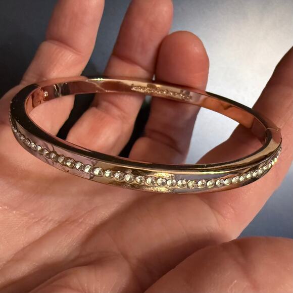 Kate Spade New York Pave Rose Gold Hinged Bangle Bracelet - Picture 4 of 9